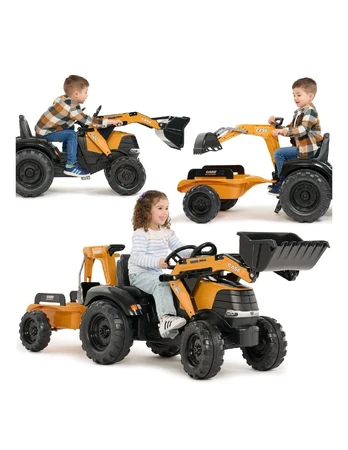 FALK Case CE Pedal Tractor with Backhoe Loader and Trailer 3-7 metai