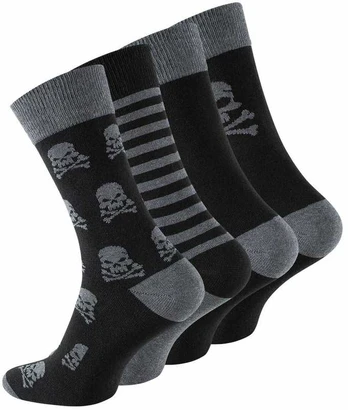 Kojinės vyrams VCA 2159 Skull, 4 poros juodos