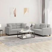 Sofa Sofos komplektas su pagalvėmis, 2 dalių, pilkas, audinys kaina