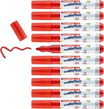 Edding 14 funtastics pluošto flomasteris - raudonas (10 vnt. dėžutė)