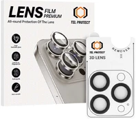 Grūdintas stiklas Tel Protect 3D Lens skirtas Apple iPhone 14 Pro/14 Pro Max juodas (objektyvui 3 vnt)