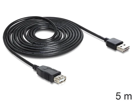USB kabelis Delock USB-A - USB-A 5 m Juodas (83373)