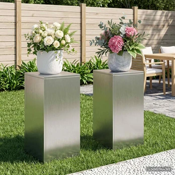 Augalų stovas 2 pcs Sidabrinė 30 x 30 x 60 cm Plienas vidaXL