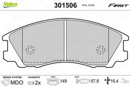 Stabdžių trinkelių rinkinys, diskinis stabdys VALEO 301506 kaina