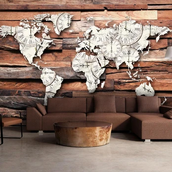Artgeist Fototapetas - Map On Wood