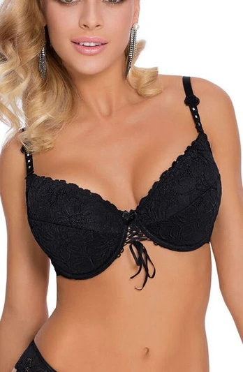 Liemenėlė Push-up Roza Damaris moterims, juodos spalvos
