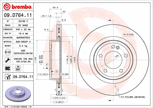 BREMBO 09.D764.11 Brake Discs