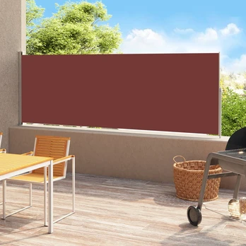 Ištraukiama šoninė kiemo pertvara, rudos spalvos, 220x500cm