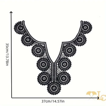 Siuvinėta apvali nėrinių apykaklė siuvimui, White*2 + Black*2