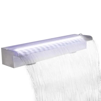 Baseino fontanas su LED, 60cm, stačiak. formos, nerūdijantis plienas
