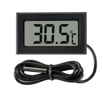 Mini skaitmeninis lauko temperatūros termometras su LCD ekranu, Black
