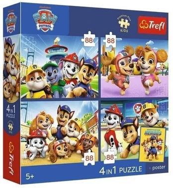 Trefl Dėlionė 4x88 PremPlus Kids Psia straż 34693