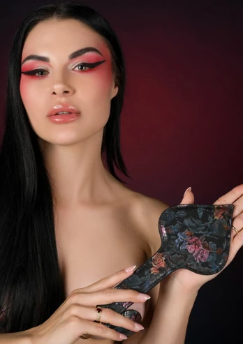 GEISHA Floral Jacquard Paddle Leather & Satin - Elegant Impact Tool