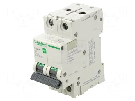 Circuit breaker | 230/400VAC | Inom: 6A | Poles: 2 | Charact: C | 6kA