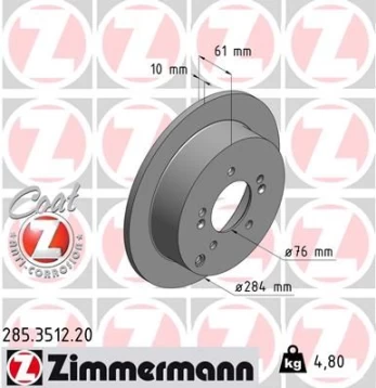 Stabdžių diskas ZIMMERMANN 285.3512.20
