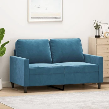 Dvivietė sofa, mėlynos spalvos, 120cm, aksomas