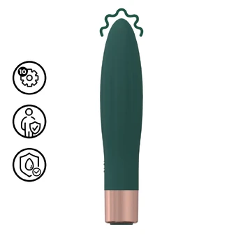 Mini Bullet Vibrator Forest Green - Compact Rechargeable Massager