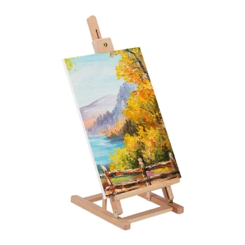 Relaxdays Stalinė molbertas 29x32x75 cm šviesiai ruda, buko mediena