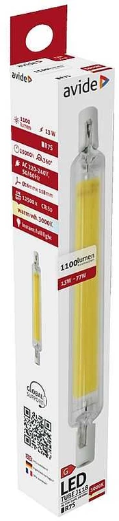 Avide LED lemputė 13W R7S 118mm 3000K