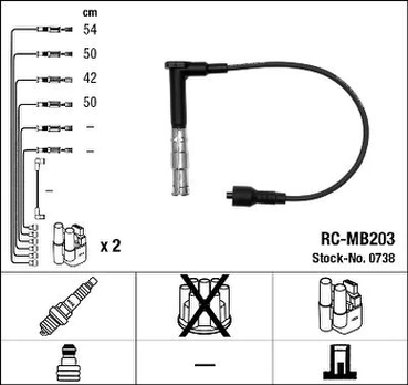 NGK 0738 Uždegimo laido komplektas