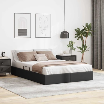 Otomano lovos rėmas Juodas 140 x 190 cm Dirbtinė oda
