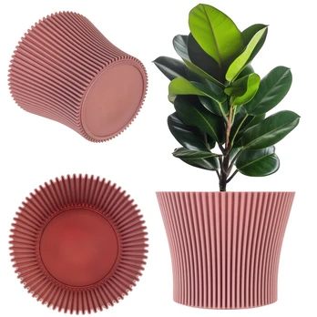 Vazonas KADAX 13 cm, plastikinis, rožinis, su stovu