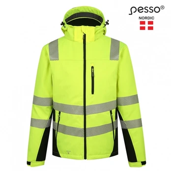 Šilta, ryškaus matomumo softshell Pesso CALGARY striukė, geltona