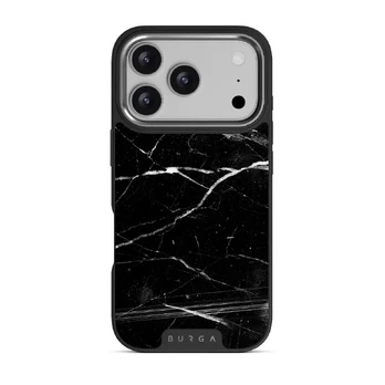 Noir Origin - Black Marble iPhone 17 Pro Case, Elite Dark (MagSafe) / Silver