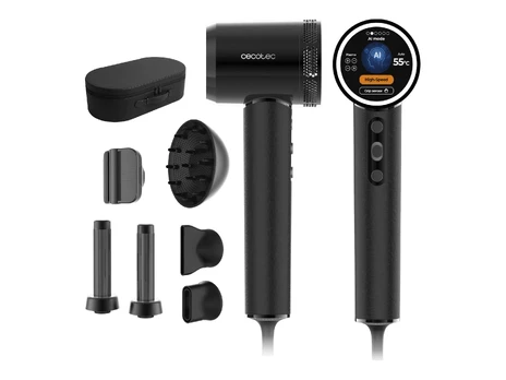 Cecotec Hair Dryer | DryGlam Waves i-Sensor Pro | 1600 W | Number of temperature settings 4 | Ionic function | Black | Diffuser nozzle