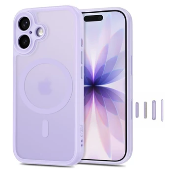 Matinis levandos spalvos dėklas Apple iPhone 17 telefonui "Tech-Protect MagPeak Magsafe CC"