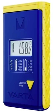VARTA battery tester with digital display (AA, AAA, Type C, Type D, 9V, button) 893101111 mėlynas