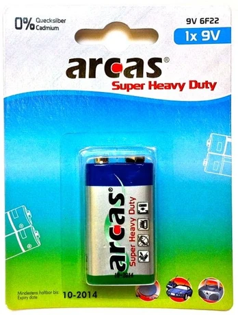 Elementai „ARCAS" BLOCK 9 V 6LF22, 1 pak.