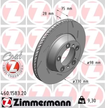 Stabdžių diskas ZIMMERMANN 460.1583.20