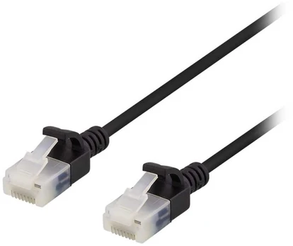 DELTACO U/UTP Cat6a patch cable, slim, 3,5mm diameter, 1,5m, juodas