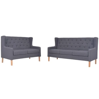 Sofa Sofos komplektas, 2vnt., audinys, pilkas (245453+245454)