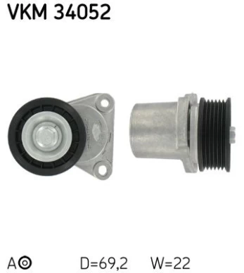 diržo įtempiklis, V formos rumbuotas diržas SKF VKM 34052