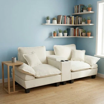 Modulinė debesų sofa, 2 pagalvės, gertuvės, smėlio