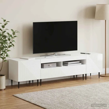 3 dalių LED televizoriaus spintelė Itin blizgi balta