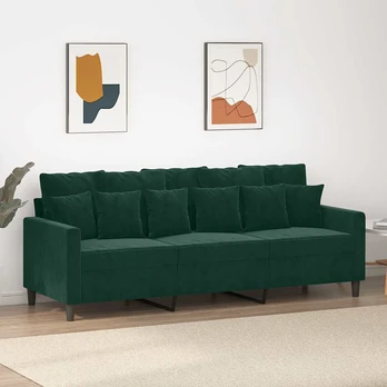 Trivietė sofa, tamsiai žalios spalvos, 180cm, aksomas
