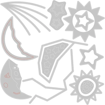 Sizzix Thinlits pjovimo formelės 12pk Night Light, Jennifer Ogborn, 666021 skyrius 4 2022, plokštelė, plastikas, pilka, vienas dydis