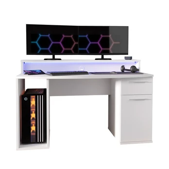 Rašomasis stalas Tezaur, 140x65x91,1 cm, baltas