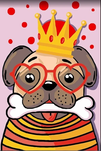 Paint by numbers kit Pug 13x16 cm MINI148