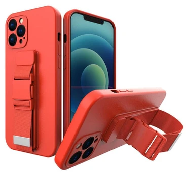 Dėklas su dirželiu Rope case gel TPU iPhone 13 Pro Raudonas