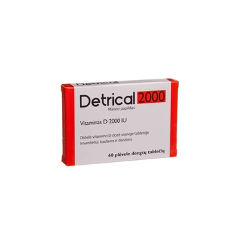 Detrical (vit. D) 2000IU plėv. dengt. tab. N60