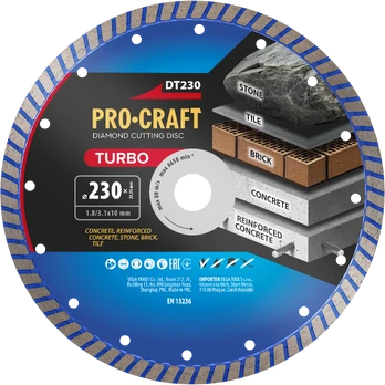 Deimantinis pjovimo diskas „ProCraft DT230”