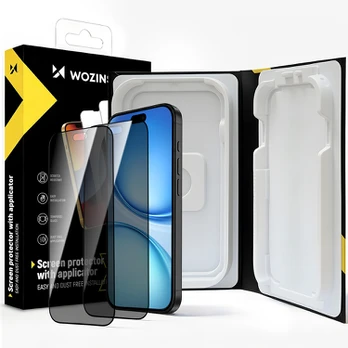 Apsauginis stiklas Wozinsky EasyFit Privacy Glass, skirtas iPhone 18 Pro, 2 vnt., juodas