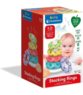 Piramidė Clementoni Stacking Rings formos ir spalvos