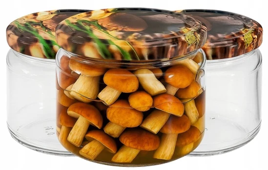 Stikliniai stiklainiai 330ml, 30 vnt. su dangteliais