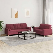 Sofa Sofos komplektas su pagalvėmis, 2 dalių, vyno, audinys kaina