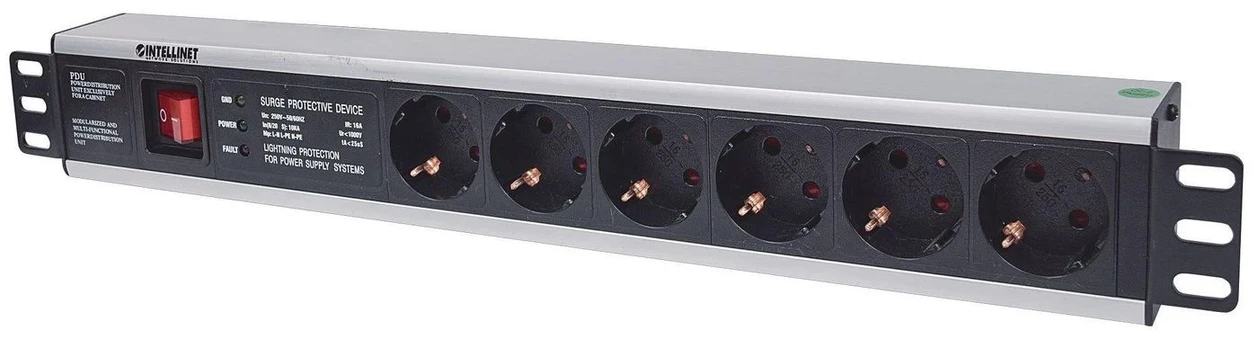 Intellinet 19" 1.5U Rackmount 6-Way Po